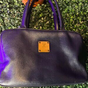 MCM - navy blue leather shoulder bag